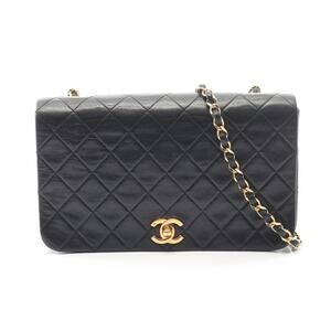 CHANEL Full Flap Matelasse Shoulder Bag in Lambskin Leather, Black